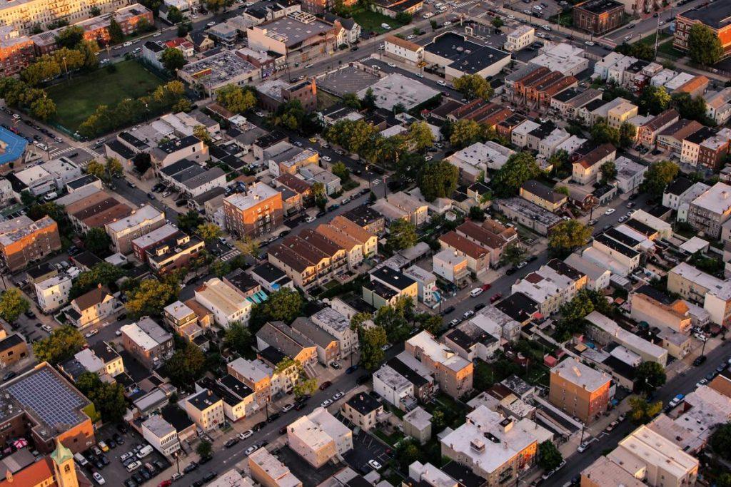 community neighborhood aerial shot